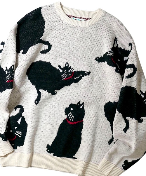 Soupy Soupy(スーピースーピー)の「【Soupy Soupy】BIG Jacquard knit(ニット/セーター・メンズ・ブルー/オフホワイト/ブラック/ホワイト系その他3/グリーン/ホワイト系その他/ホワイト系その他2/チャコールグレー・L/M)」の3枚目の写真