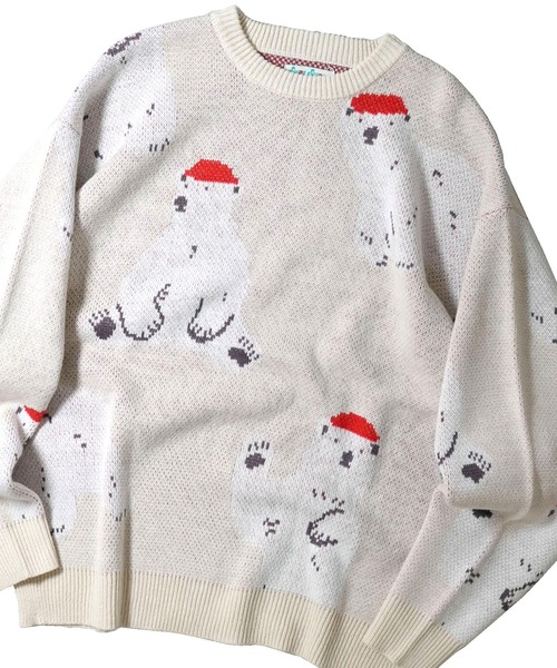 Soupy Soupy(スーピースーピー)の「【Soupy Soupy】BIG Jacquard knit(ニット/セーター・メンズ・ブルー/オフホワイト/ブラック/ホワイト系その他3/グリーン/ホワイト系その他/ホワイト系その他2/チャコールグレー・L/M)」の2枚目の写真