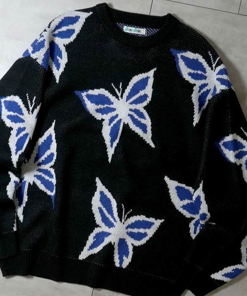 V12 ヴィトュエルブ　大きい星柄　ネイビー　セーター　サイズ1(M) セール】【Soupy Soupy】BIG Jacquard knit（ニット/セーター）｜Soupy