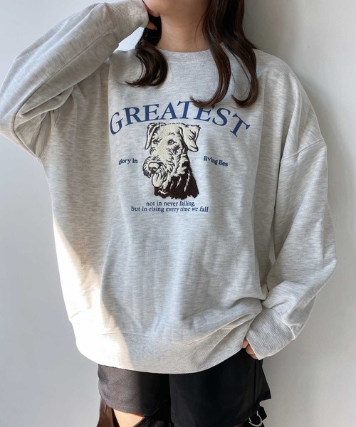 AS KNOW AS plus（アズノゥアズプラス）の「◇サガラ刺繍 ドッグプリントスウェットプルオーバー（スウェット・レディース・ネイビー系/アイボリー系/ブラック系/ホワイト系・FREE）」の4枚目の写真