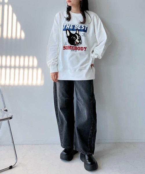 AS KNOW AS plus（アズノゥアズプラス）の「◇サガラ刺繍 ドッグプリントスウェットプルオーバー（スウェット・レディース・ネイビー系/アイボリー系/ブラック系/ホワイト系・FREE）」の8枚目の写真