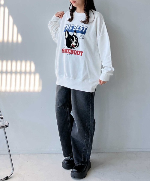 AS KNOW AS plus（アズノゥアズプラス）の「◇サガラ刺繍 ドッグプリントスウェットプルオーバー（スウェット・レディース・ネイビー系/アイボリー系/ブラック系/ホワイト系・FREE）」の9枚目の写真