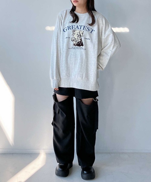 AS KNOW AS plus（アズノゥアズプラス）の「◇サガラ刺繍 ドッグプリントスウェットプルオーバー（スウェット・レディース・ネイビー系/アイボリー系/ブラック系/ホワイト系・FREE）」の10枚目の写真