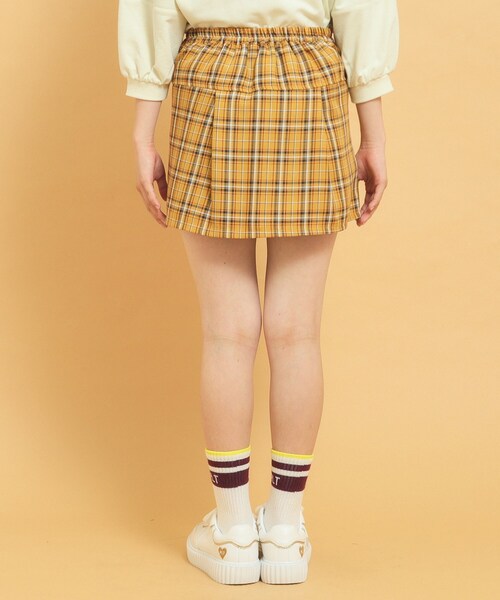 PINK-latte(ピンクラテ)の「◆【インナー付き】腰巻きネルシャツ風スカート(スカート・キッズ・イエロー系その他3/ホワイト系4/ダークブラウン系1・13/14/16/15 )」の6枚目の写真