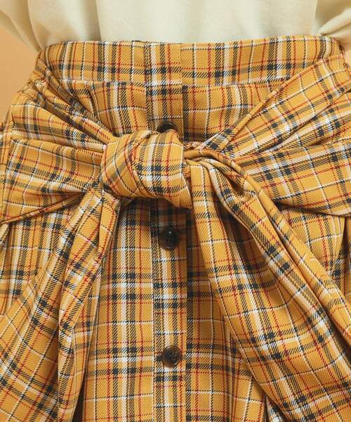 PINK-latte(ピンクラテ)の「◆【インナー付き】腰巻きネルシャツ風スカート(スカート・キッズ・イエロー系その他3/ホワイト系4/ダークブラウン系1・13/14/16/15 )」の7枚目の写真