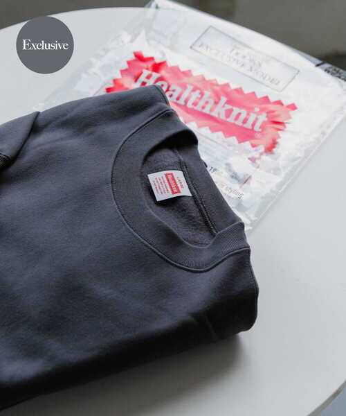 Healthknit(ヘルスニット)の「『別注』Healthknit×DOORS クルーネックスウェット(スウェット・メンズ・ブルー/チャコールグレー/アイボリー・MEDIUM/LARGE)」の3枚目の写真
