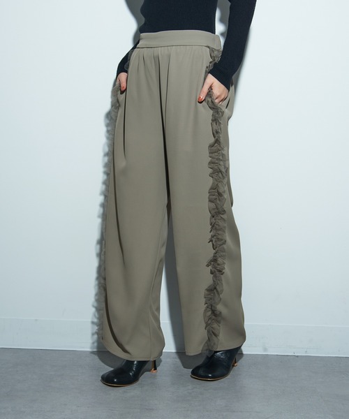 【セール】【MAISON BREEZE reveur】サイドチュールフリルパンツ trc（その他パンツ）｜MAISON BREEZE reveur（メゾンブリーズレヴール）