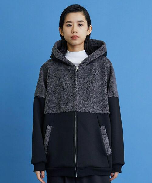 FRAPBOIS（フラボア）の「シープパーカー（パーカー・レディース・グレー/ブラック・2/1）」の2枚目の写真