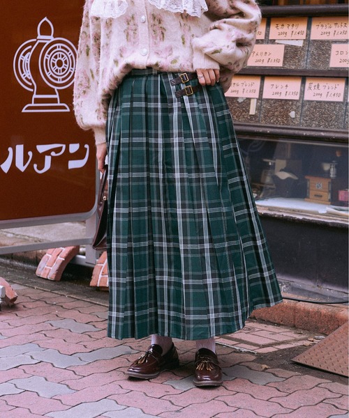 kutir（クティール）の「【クティールとレトロ】サイドベルトプリーツスカート（スカート・レディース・ダークブラウン/レッド系その他/グリーン/グレー・SMALL/LARGE/MEDIUM）」の3枚目の写真