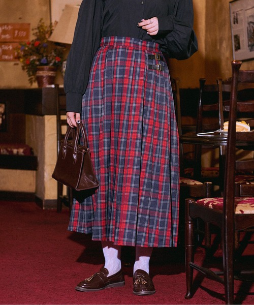 kutir（クティール）の「【クティールとレトロ】サイドベルトプリーツスカート（スカート・レディース・ダークブラウン/レッド系その他/グリーン/グレー・SMALL/LARGE/MEDIUM）」の18枚目の写真