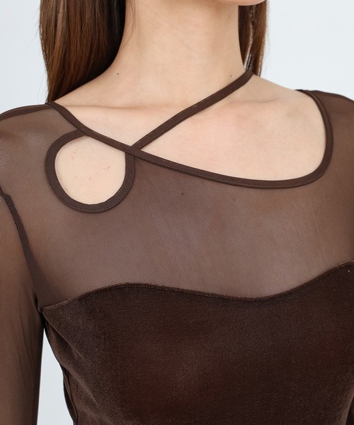 SUWDEE(スーディー)の「back laceup sheer tops(Tシャツ/カットソー・レディース・ブラウン/アイボリー/ブラック・FREE)」の18枚目の写真