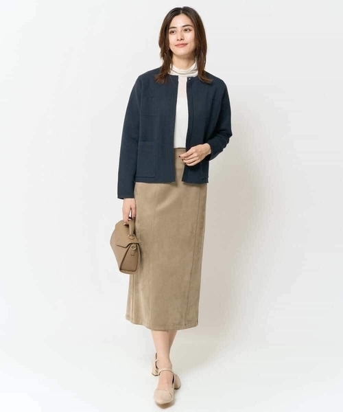 a.v.v（アーヴェヴェ）の「トリミングポケットニットジャケット（カーディガン/ボレロ・レディース・ベージュ/ネイビー・40/42/36/38/34）」の7枚目の写真