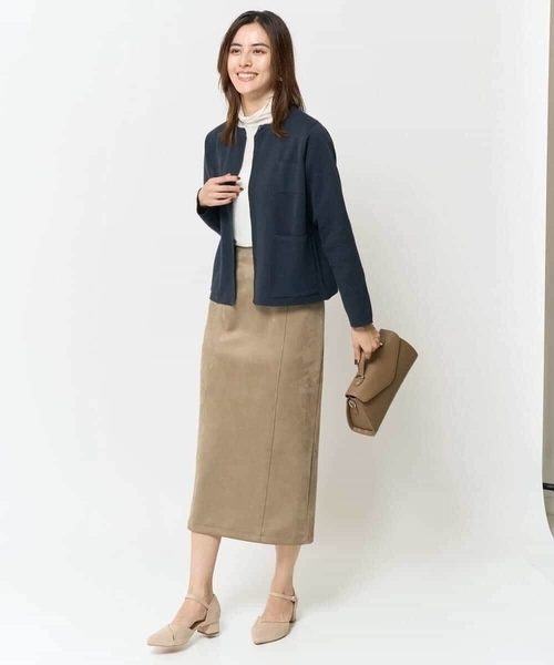 a.v.v（アーヴェヴェ）の「トリミングポケットニットジャケット（カーディガン/ボレロ・レディース・ベージュ/ネイビー・40/42/36/38/34）」の9枚目の写真