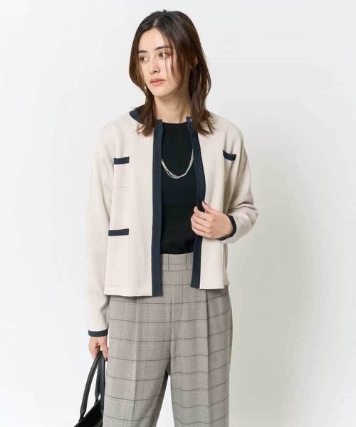 a.v.v（アーヴェヴェ）の「トリミングポケットニットジャケット（カーディガン/ボレロ・レディース・ベージュ/ネイビー・40/42/36/38/34）」の12枚目の写真