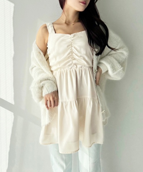 one after another NICE CLAUP（ワンアフターアナザーナイスクラップ）の「ティアードミニワンピース（ワンピース・レディース・レオパード/ブラック/アイボリー/ミント・FREE）」の21枚目の写真