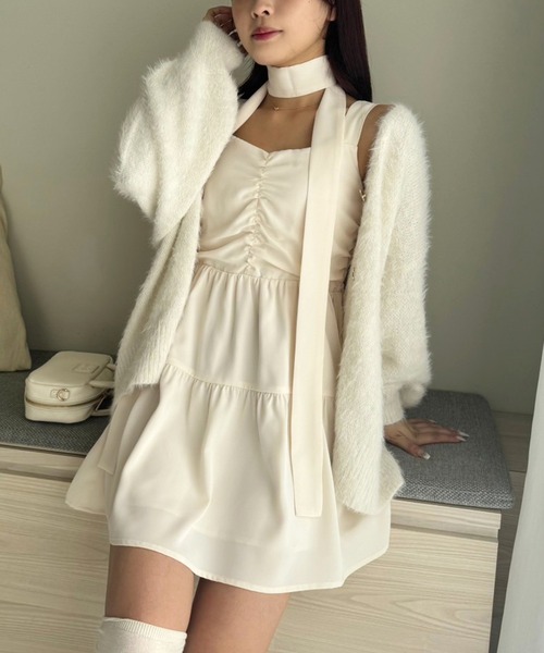 one after another NICE CLAUP（ワンアフターアナザーナイスクラップ）の「ティアードミニワンピース（ワンピース・レディース・レオパード/ブラック/アイボリー/ミント・FREE）」の19枚目の写真