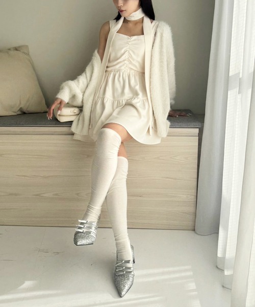 one after another NICE CLAUP（ワンアフターアナザーナイスクラップ）の「ティアードミニワンピース（ワンピース・レディース・レオパード/ブラック/アイボリー/ミント・FREE）」の18枚目の写真