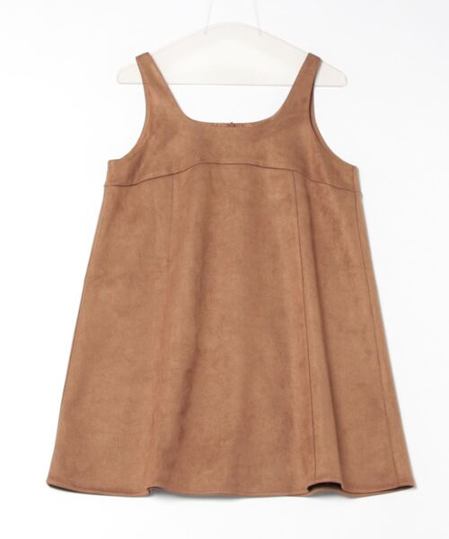 STYLEBLOCK（スタイルブロック）の「スウェードタッチカットソーAラインミニワンピース（ワンピース・レディース・キャメル/ダークブラウン/チャコールグレー・M）」の3枚目の写真