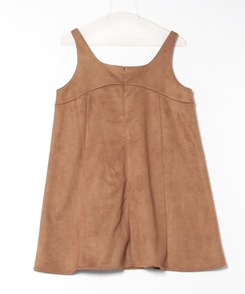 STYLEBLOCK（スタイルブロック）の「スウェードタッチカットソーAラインミニワンピース（ワンピース・レディース・キャメル/ダークブラウン/チャコールグレー・M）」の4枚目の写真