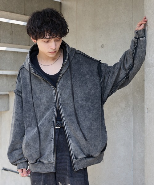 Spielio(シュピーリオ)の「【Spielio】Vintage like switch design double zip hoodie /ヴィンテージライク切り替えデザインダブルジップパーカー(パーカー・メンズ・ブラック/グレー・L/M/S)」の20枚目の写真