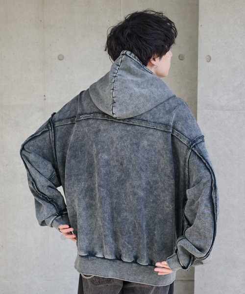 Spielio】Vintage like switch design double zip hoodie