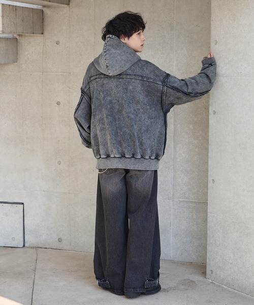 Spielio】Vintage like switch design double zip hoodie