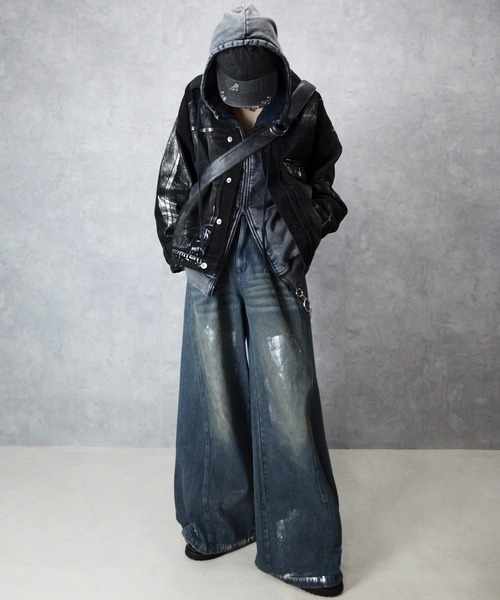 Spielio(シュピーリオ)の「【Spielio】Vintage like switch design double zip hoodie /ヴィンテージライク切り替えデザインダブルジップパーカー(パーカー・メンズ・ブラック/グレー・L/M/S)」の12枚目の写真