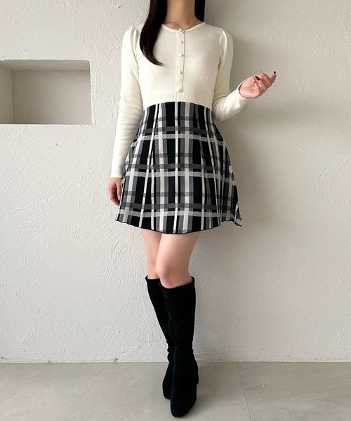 apres jour(アプレジュール)の「ドッキングフレアミニワンピース【ZOZOTOWN限定アイテム】(ワンピース・レディース・ボルドー/オフホワイト・X-LARGE/フリー)」の11枚目の写真