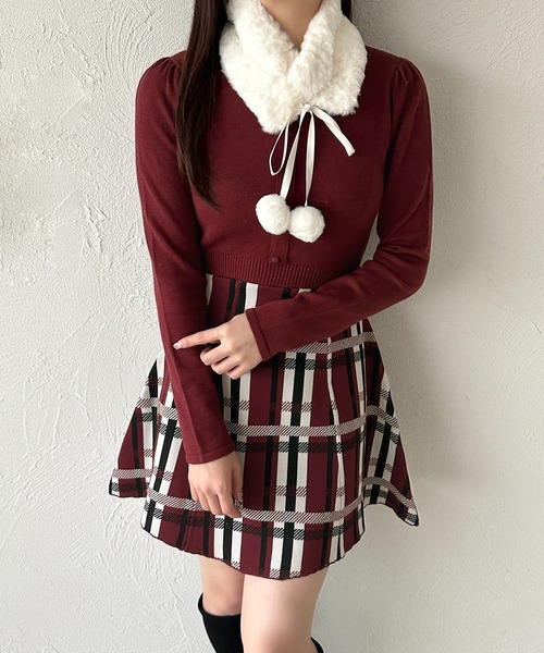 apres jour(アプレジュール)の「ドッキングフレアミニワンピース【ZOZOTOWN限定アイテム】(ワンピース・レディース・ボルドー/オフホワイト・X-LARGE/フリー)」の8枚目の写真