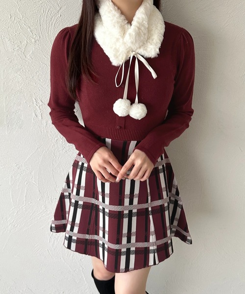 apres jour(アプレジュール)の「ドッキングフレアミニワンピース【ZOZOTOWN限定アイテム】(ワンピース・レディース・ボルドー/オフホワイト・X-LARGE/フリー)」の14枚目の写真