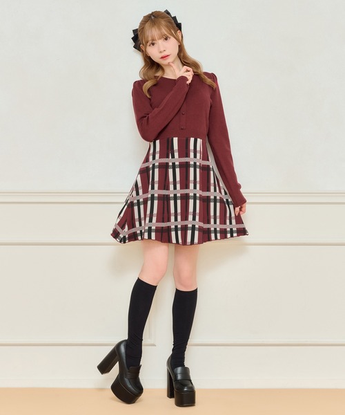 apres jour(アプレジュール)の「ドッキングフレアミニワンピース【ZOZOTOWN限定アイテム】(ワンピース・レディース・ボルドー/オフホワイト・X-LARGE/フリー)」の20枚目の写真