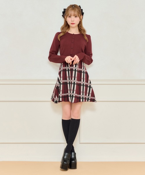 apres jour(アプレジュール)の「ドッキングフレアミニワンピース【ZOZOTOWN限定アイテム】(ワンピース・レディース・ボルドー/オフホワイト・X-LARGE/フリー)」の21枚目の写真