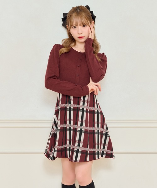 apres jour(アプレジュール)の「ドッキングフレアミニワンピース【ZOZOTOWN限定アイテム】(ワンピース・レディース・ボルドー/オフホワイト・X-LARGE/フリー)」の19枚目の写真