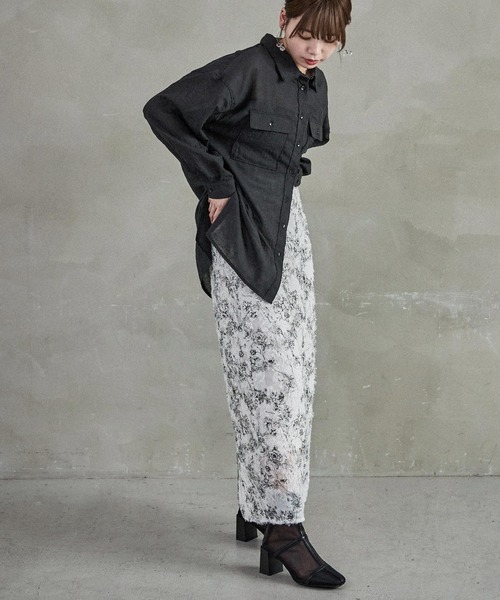 Fashion Letter(ファッションレター)の「オーバーサイズ シアーワークシャツ(シャツ/ブラウス・レディース・ベージュ/ブラック/アイボリー・M)」の10枚目の写真