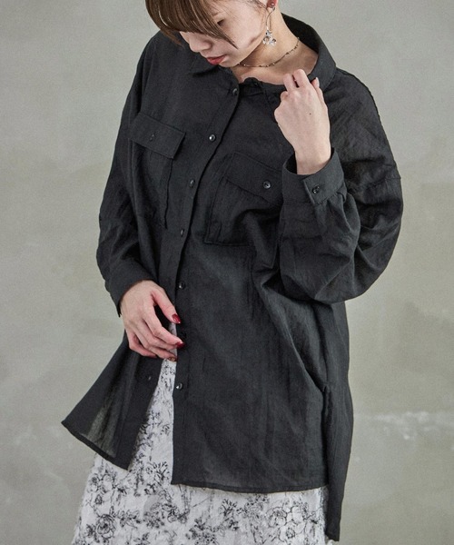 Fashion Letter(ファッションレター)の「オーバーサイズ シアーワークシャツ(シャツ/ブラウス・レディース・ベージュ/ブラック/アイボリー・M)」の11枚目の写真