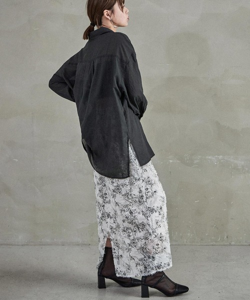 Fashion Letter(ファッションレター)の「オーバーサイズ シアーワークシャツ(シャツ/ブラウス・レディース・ベージュ/ブラック/アイボリー・M)」の12枚目の写真