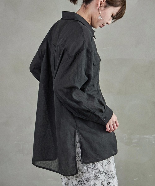 Fashion Letter(ファッションレター)の「オーバーサイズ シアーワークシャツ(シャツ/ブラウス・レディース・ベージュ/ブラック/アイボリー・M)」の13枚目の写真