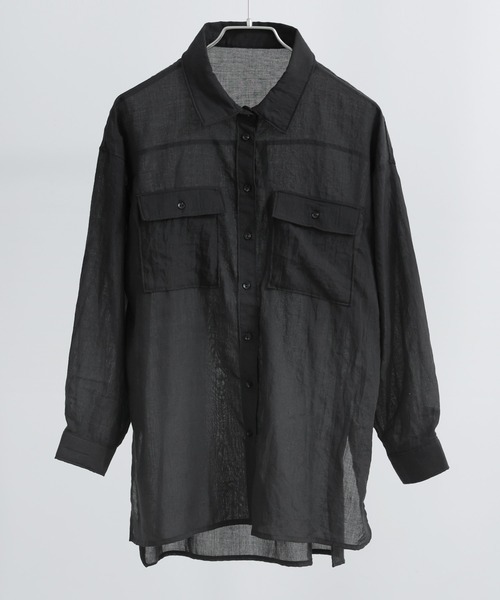 Fashion Letter(ファッションレター)の「オーバーサイズ シアーワークシャツ(シャツ/ブラウス・レディース・ベージュ/ブラック/アイボリー・M)」の4枚目の写真