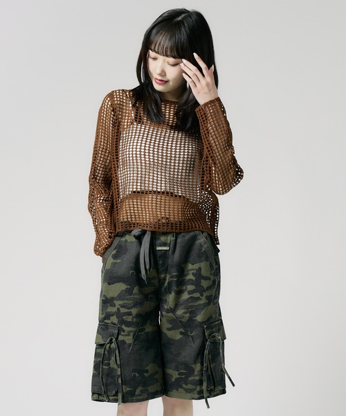 Chick(チック)の「Boatneck Openwork knitting Knit / ボートネック透かし編みニット 夏物 夏服(ニット/セーター・レディース・グレー/ブラック/ブラウン/ホワイト/ベージュ・FREE)」の4枚目の写真