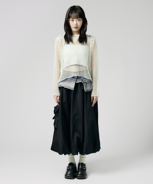 Chick(チック)の「Boatneck Openwork knitting Knit / ボートネック透かし編みニット 夏物 夏服(ニット/セーター・レディース・グレー/ブラック/ブラウン/ホワイト/ベージュ・FREE)」の14枚目の写真
