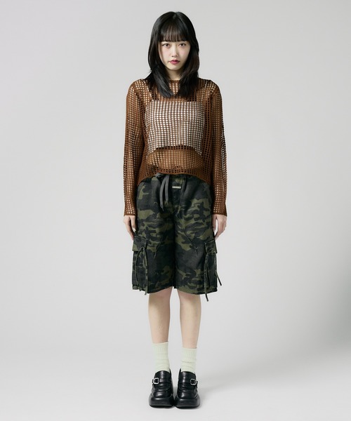 Chick(チック)の「Boatneck Openwork knitting Knit / ボートネック透かし編みニット 夏物 夏服(ニット/セーター・レディース・グレー/ブラック/ブラウン/ホワイト/ベージュ・FREE)」の9枚目の写真