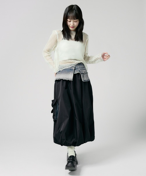Chick(チック)の「Boatneck Openwork knitting Knit / ボートネック透かし編みニット 夏物 夏服(ニット/セーター・レディース・グレー/ブラック/ブラウン/ホワイト/ベージュ・FREE)」の15枚目の写真