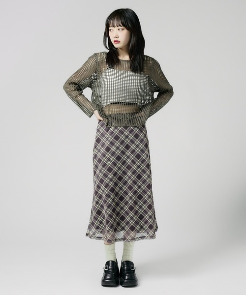 Chick(チック)の「Boatneck Openwork knitting Knit / ボートネック透かし編みニット 夏物 夏服(ニット/セーター・レディース・グレー/ブラック/ブラウン/ホワイト/ベージュ・FREE)」の7枚目の写真
