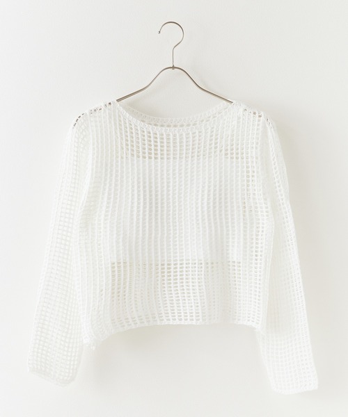 Chick(チック)の「Boatneck Openwork knitting Knit / ボートネック透かし編みニット 夏物 夏服(ニット/セーター・レディース・グレー/ブラック/ブラウン/ホワイト/ベージュ・FREE)」の20枚目の写真