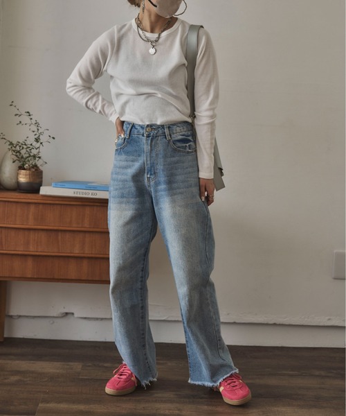 feepur by saya(フェピュールバイサヤ)の「デザインタグワッフルロンTee(Tシャツ/カットソー・レディース・ブラック/オフホワイト/チャコールグレー/ブラウン・MEDIUM)」の7枚目の写真