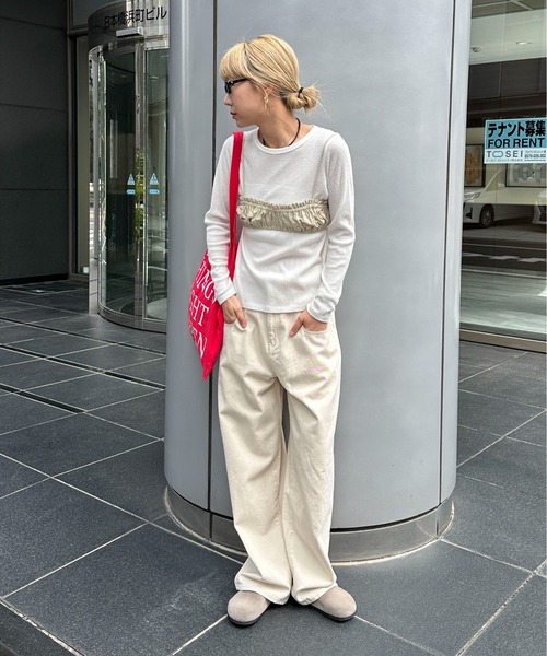 デザインタグワッフルロンTee（Tシャツ/カットソー）｜feepur by