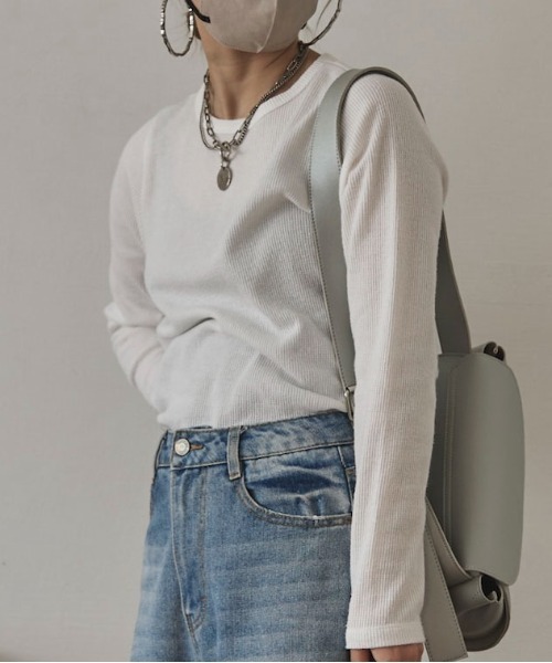 feepur by saya(フェピュールバイサヤ)の「デザインタグワッフルロンTee(Tシャツ/カットソー・レディース・ブラック/オフホワイト/チャコールグレー/ブラウン・MEDIUM)」の10枚目の写真