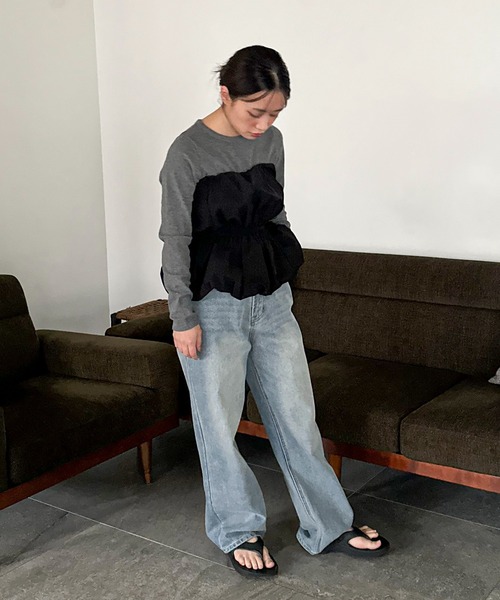 デザインタグワッフルロンTee（Tシャツ/カットソー）｜feepur by