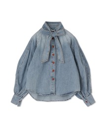 【ENIM BY VICKY】2wayボウタイリボンデニムシャツ≪洗濯機で洗える≫