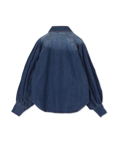 VICKY(ビッキー)の「【ENIM BY VICKY】2wayボウタイリボンデニムシャツ≪洗濯機で洗える≫(シャツ/ブラウス・レディース・ブルー/ライトブルー・M)」の4枚目の写真